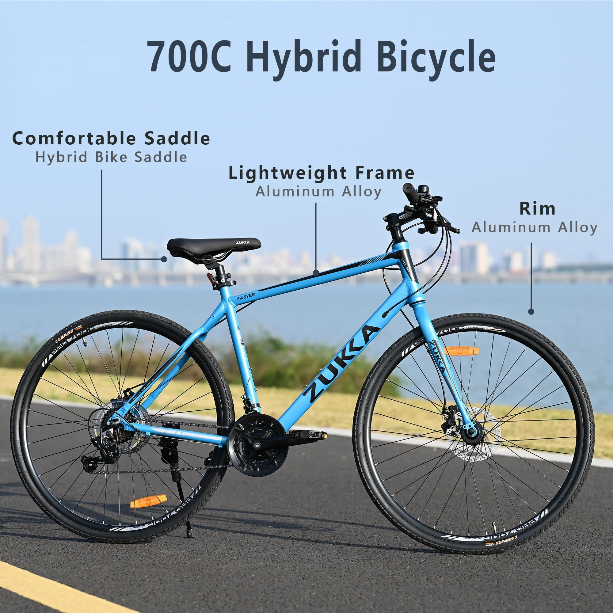 700C Road Bike 21 Speed Aluminum Alloy Frame Bicycle for Unisex Adult Image 3