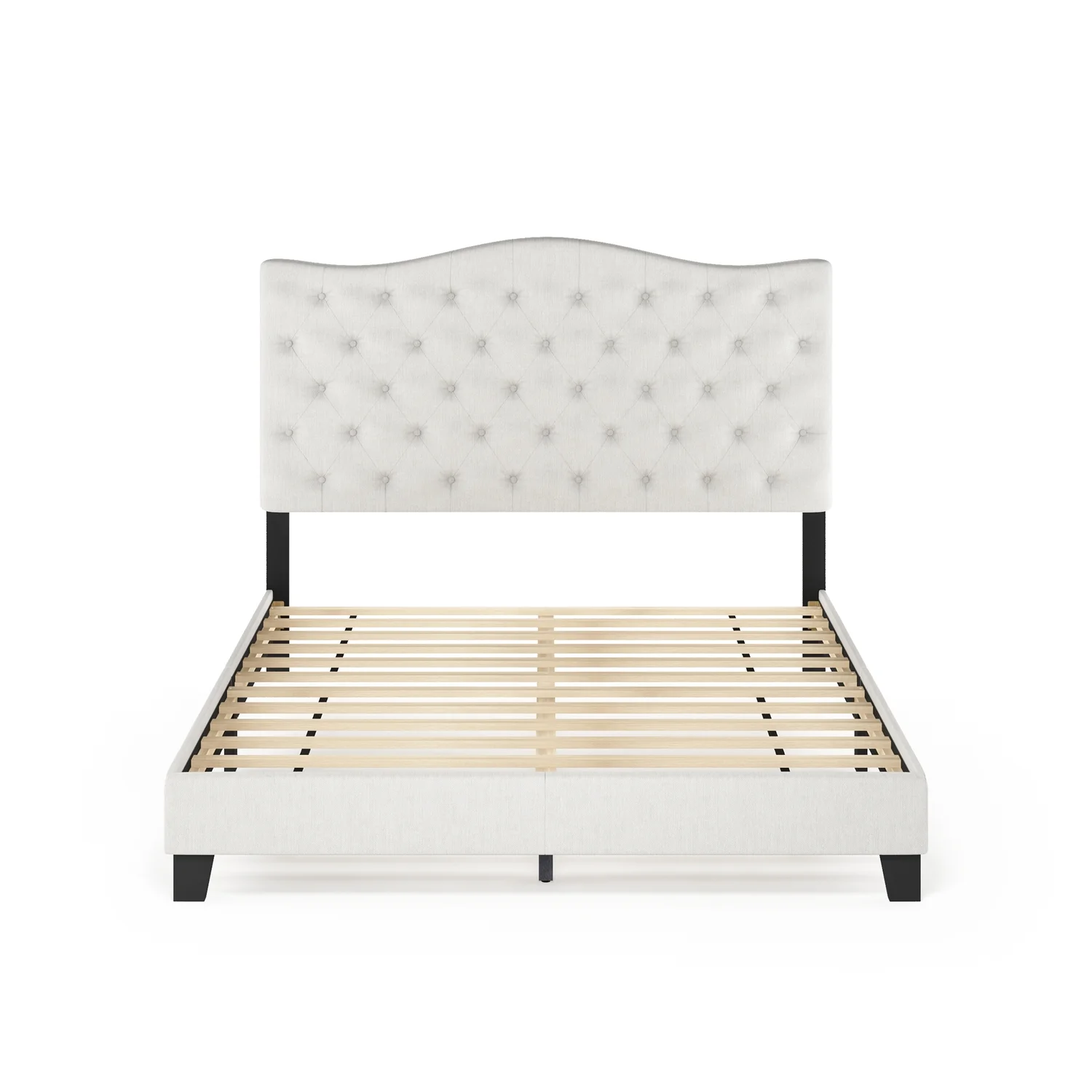 Lille Button Tufted Bed Frame, Linen, Queen(Queen) - Image 5