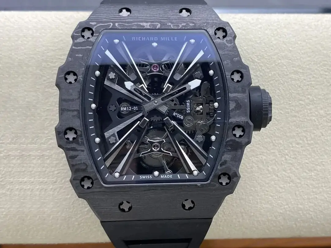 Richard Mille RM12-01 Tourbillon RM Factory Black Skeleton Carbon Fiber Dial