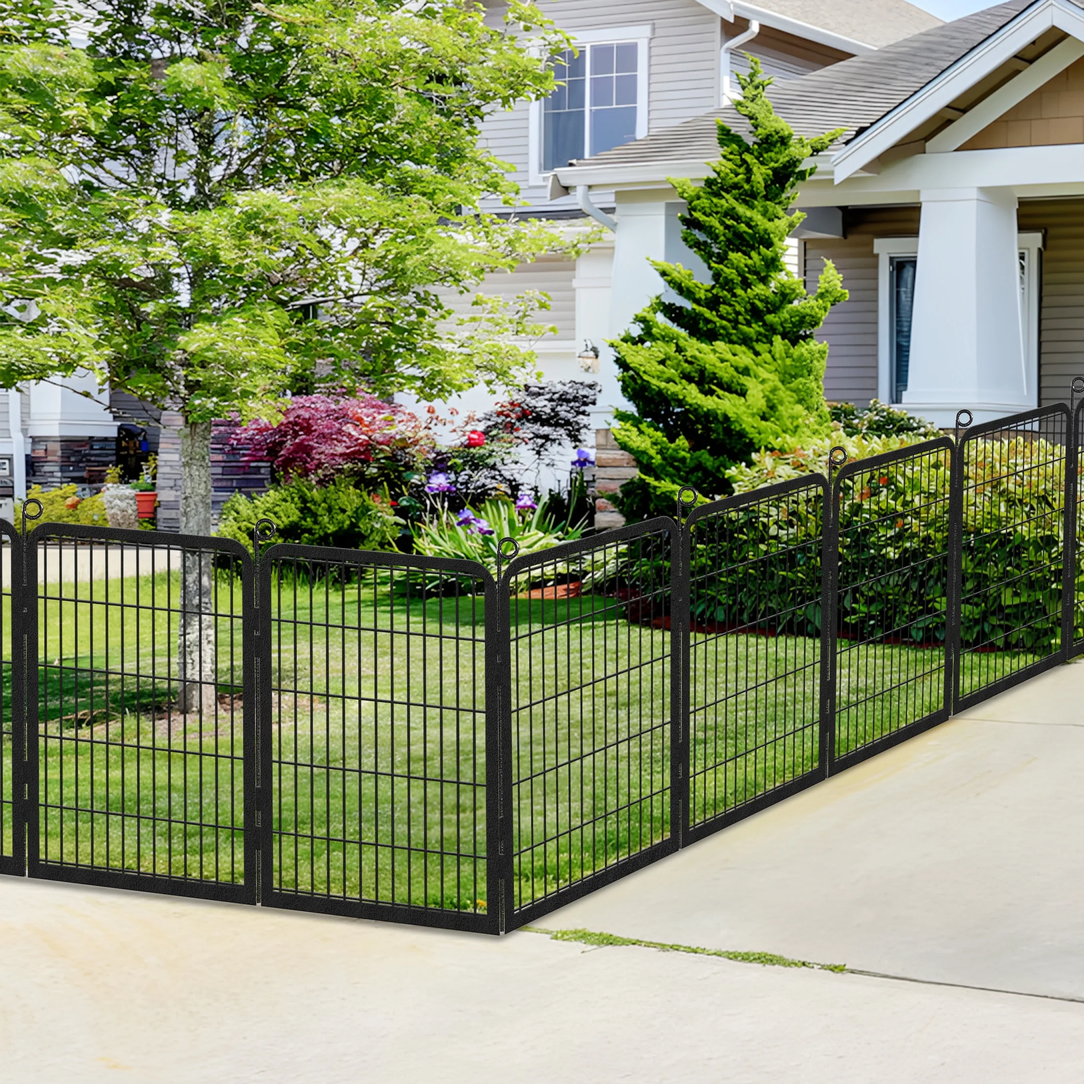 Garden Fence with Gate Fencing No Dig Fence Panels 30ft(L)32in(H) for Yard Animal Barrier Decorative Garden Fencing for Backyard Patio Garden Fences and Borders for Dogs