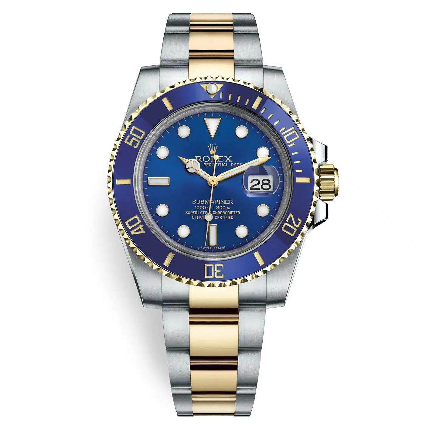 [Super Clone]Rolex Submariner Two-Tone Yellow Gold & Steel Rolesor - Blue Dial Ceramic Bezel (Ref# 116613LB)