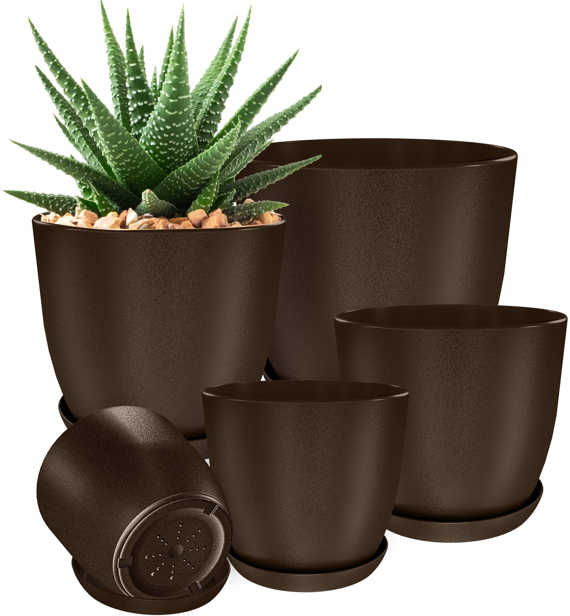 Utopia Home - Plant Pots Indoor with Drainage - 7/6.6/6/5.3/4.8 Inches Home Decor Flower Pots for Indoor Planter - Pack of 5 Plastic Planters for