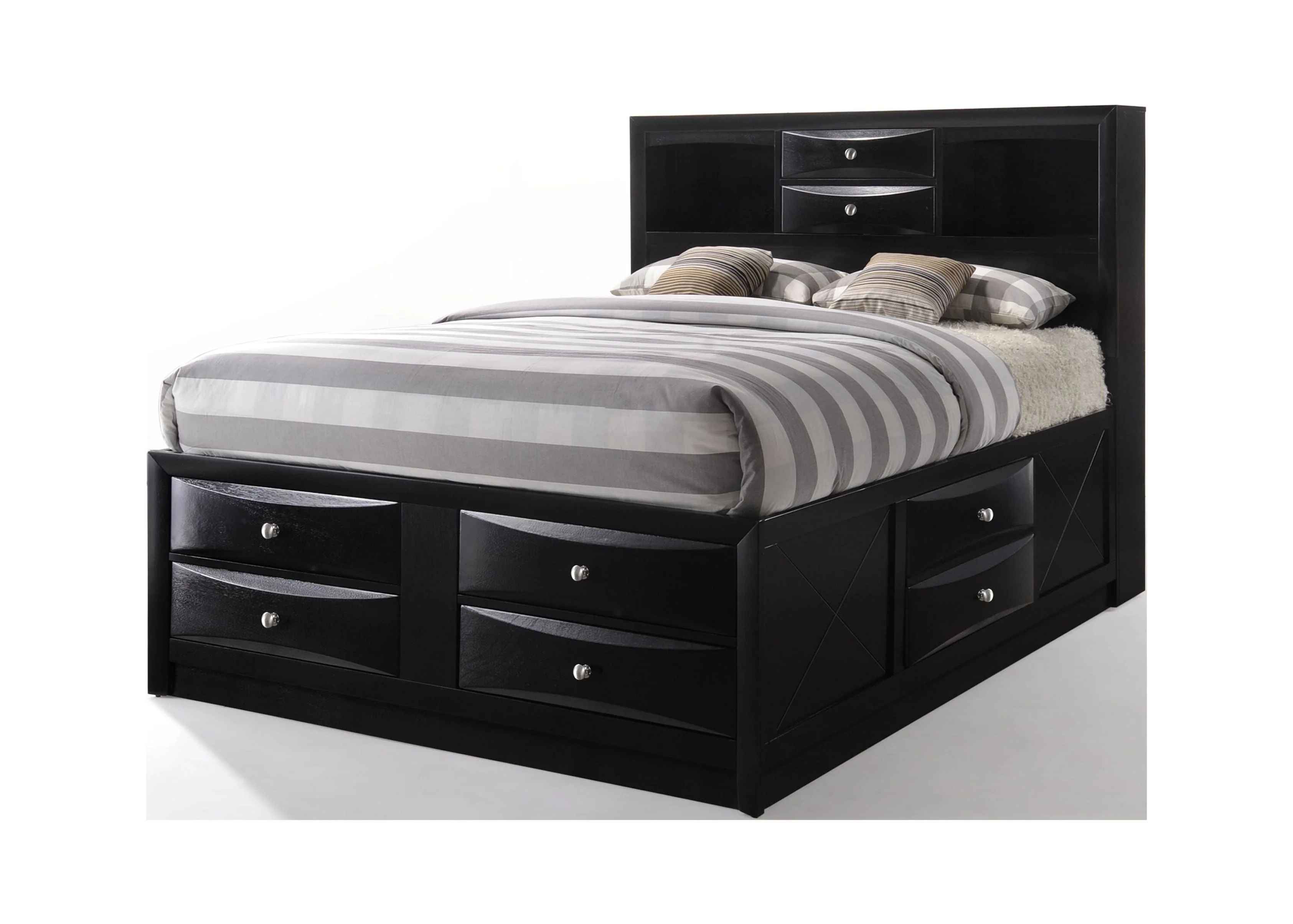 Acme Furniture Ireland Full Bed with Storage in Black Rubberwood, Multiple Sizes