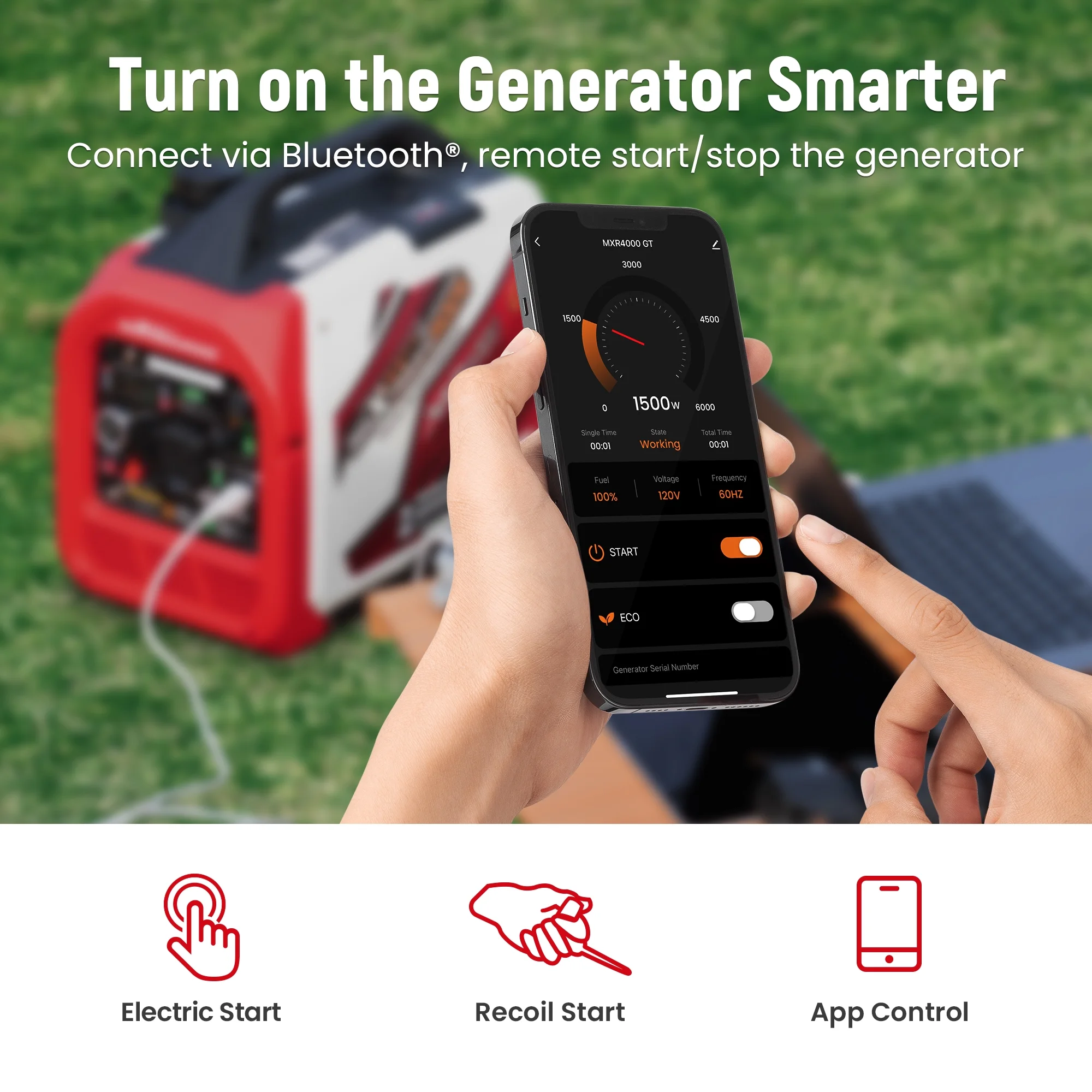 4KW Gas LPG Portable Generator Inverter Bluetooth E-Start for Outdoor Camping - Image 7