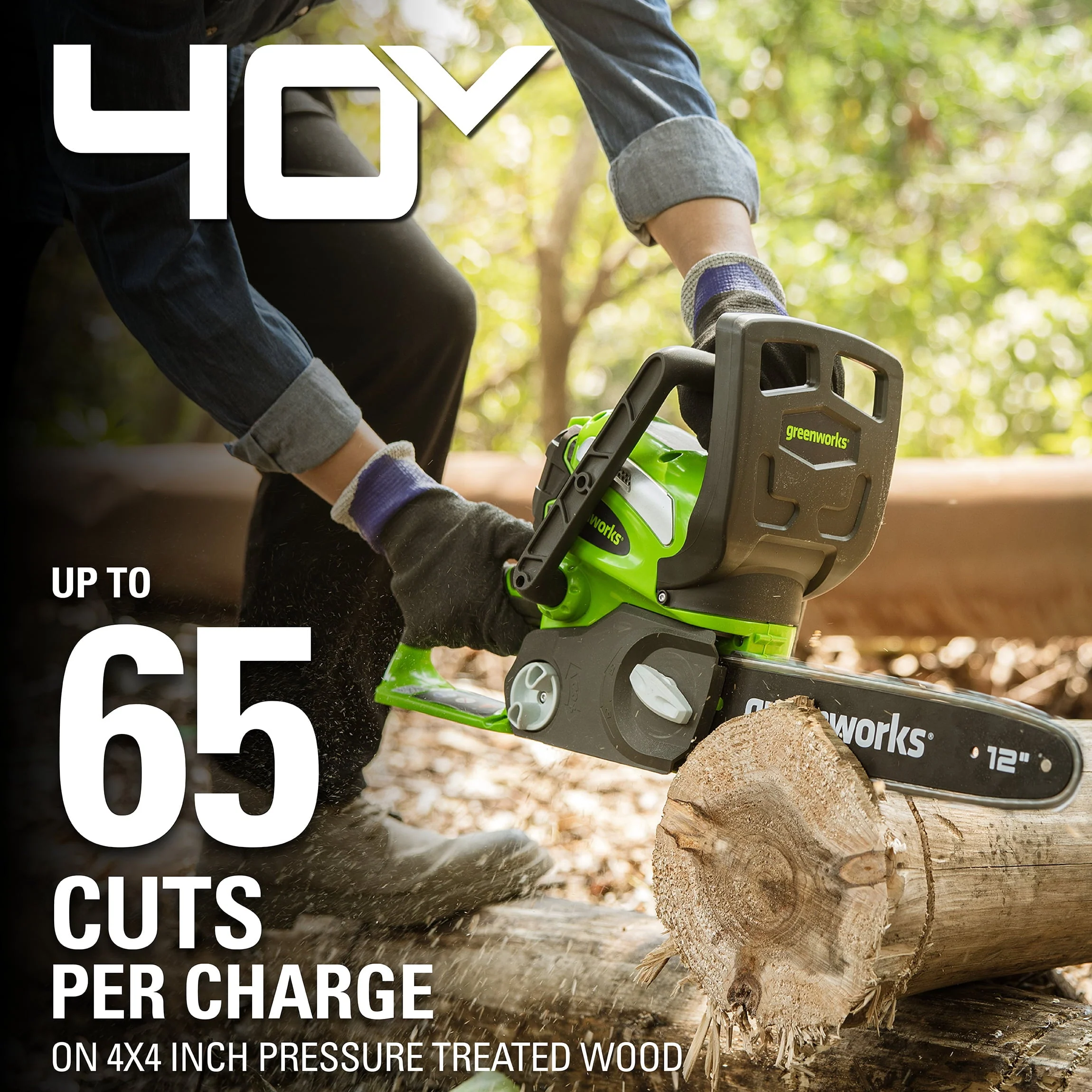 40V 12" Cordless Chainsaw with 2 0 Ah Battery Charger, 20262 Image 5