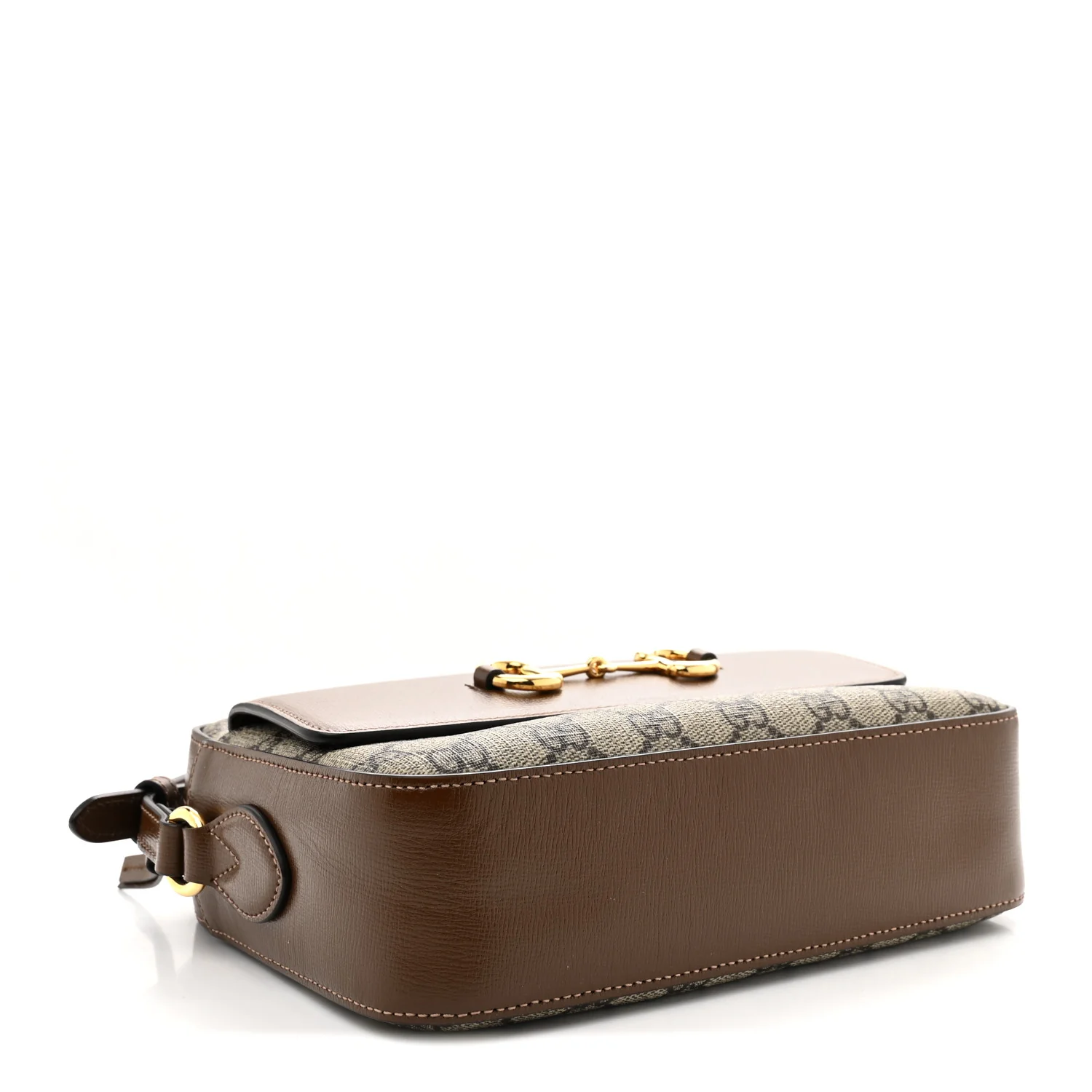 GG Supreme Monogram Small Horsebit 1955 Shoulder Bag Beige Brown Sugar