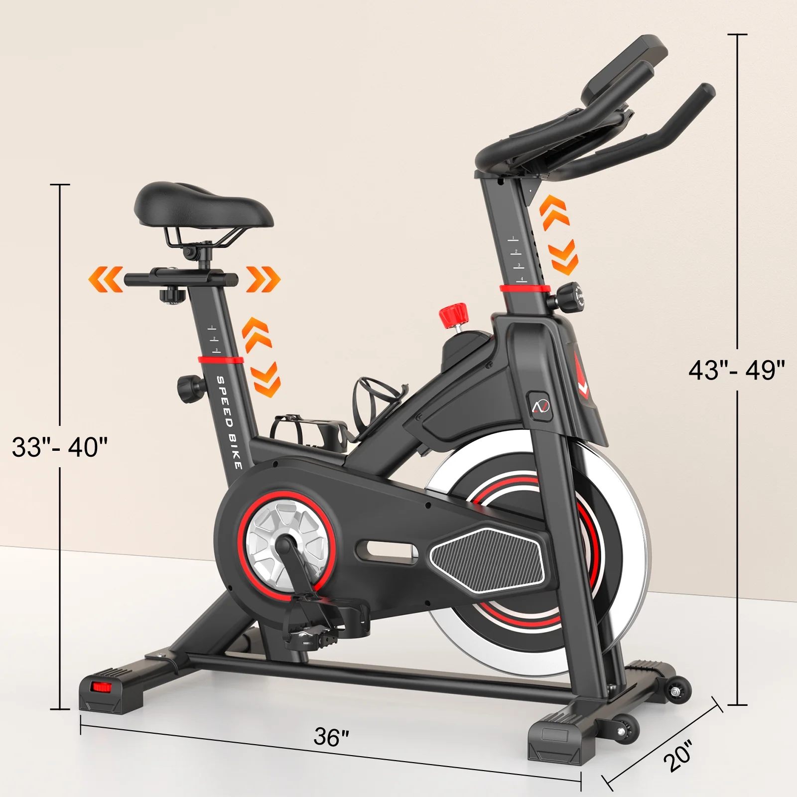 Exercise Bike Indoor Stationary Cycling Bike with 300lbs Weight Capacity,100% Resistance Adjustment Range, Heavy Flywheel, Comfortable Seat Cushion LCD Monitor(5997-R) - Image 9