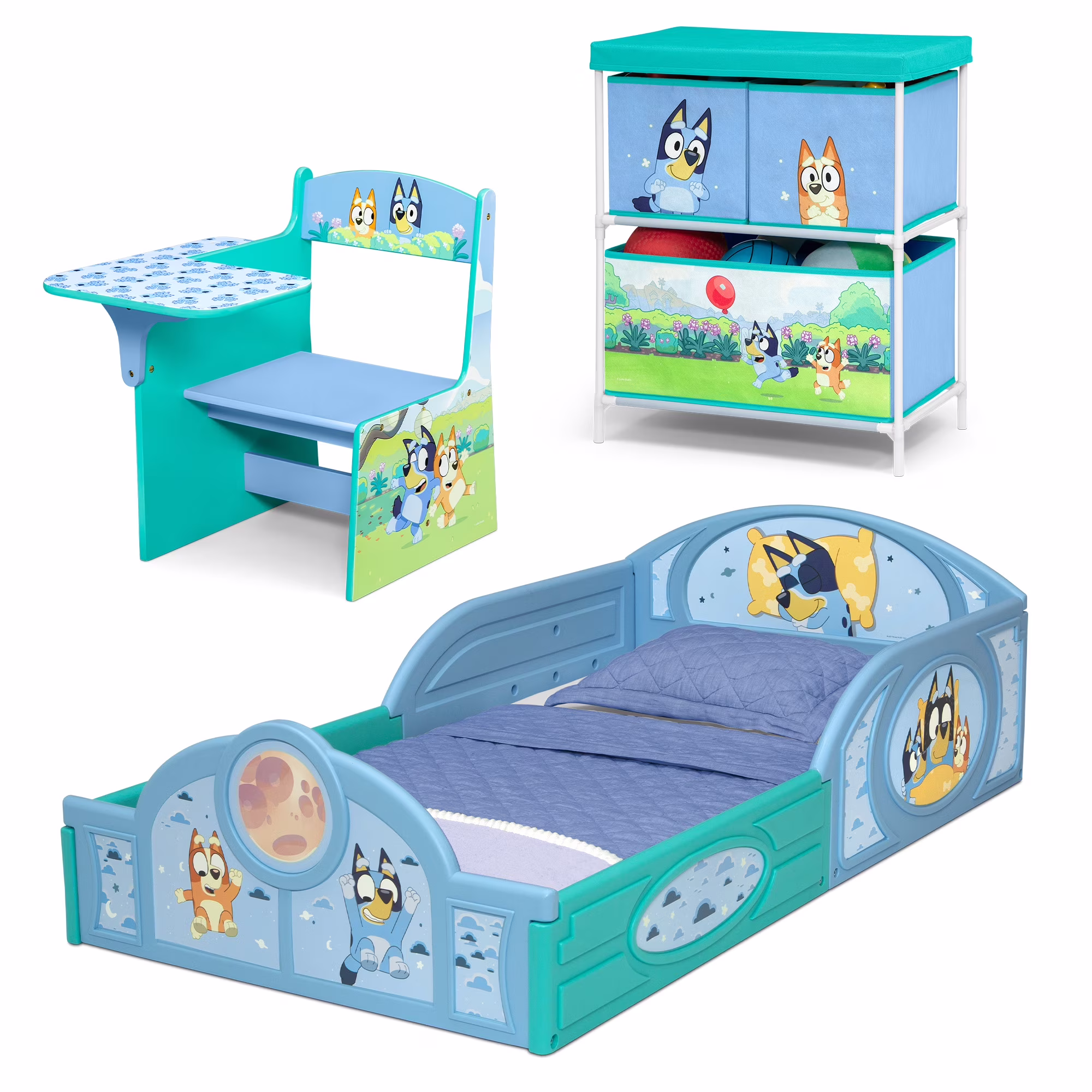 Bluey 3 - Piece Toddler Bedroom Set by Delta Children, Blue