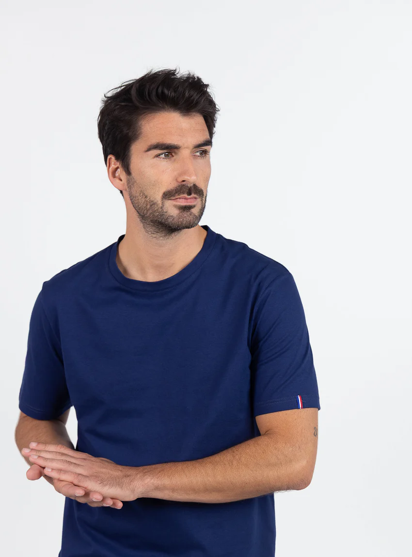 Tee-shirt homme en coton bio bleu marine