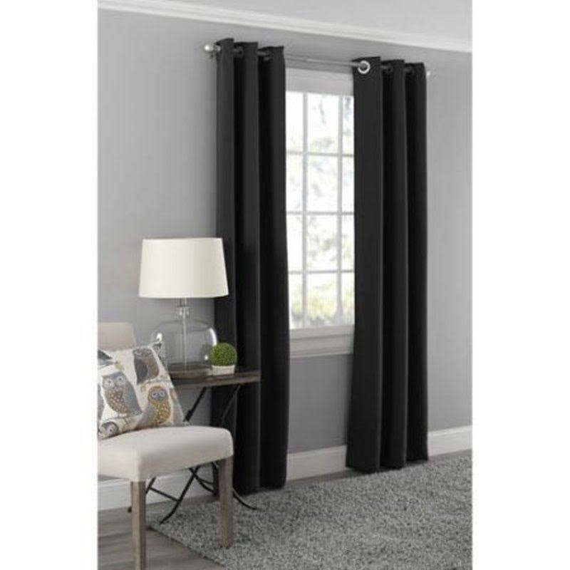 Mainstays Blackout Energy Efficient Grommet Single Curtain Panel, 40 inchx63 inch, Black