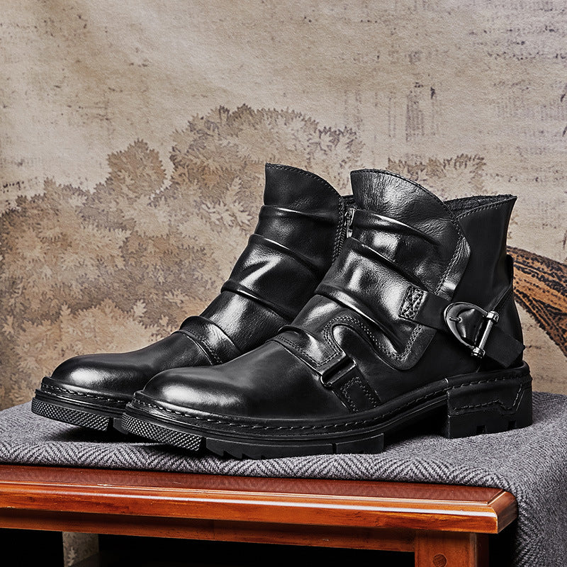 Bottes pour hommes marron unies avec lacets - Modèle Pierre
