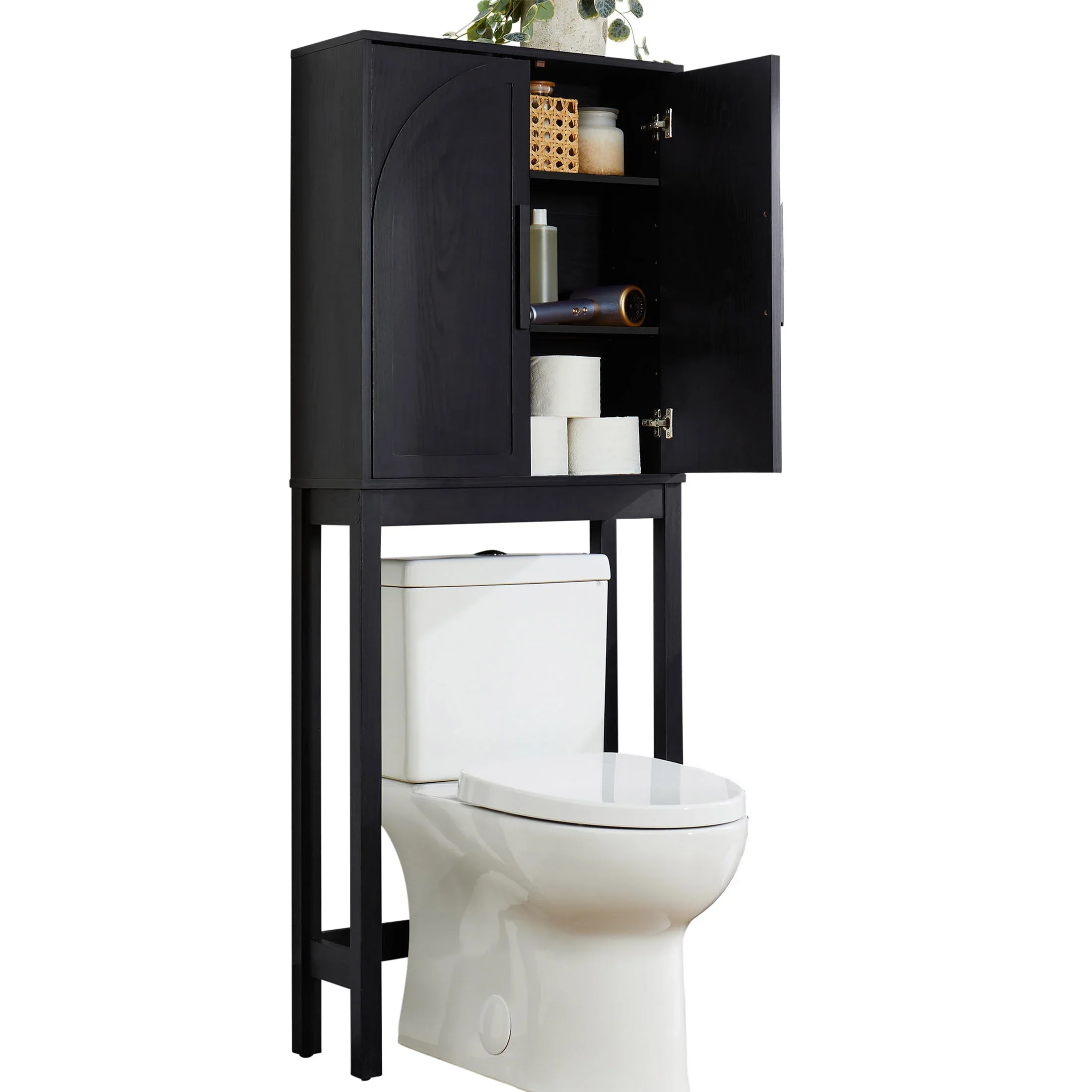 Better Homes & Gardens Juliet over-the-Toilet Space Saver Cabinet, 2 Adjustable Shelves, Black