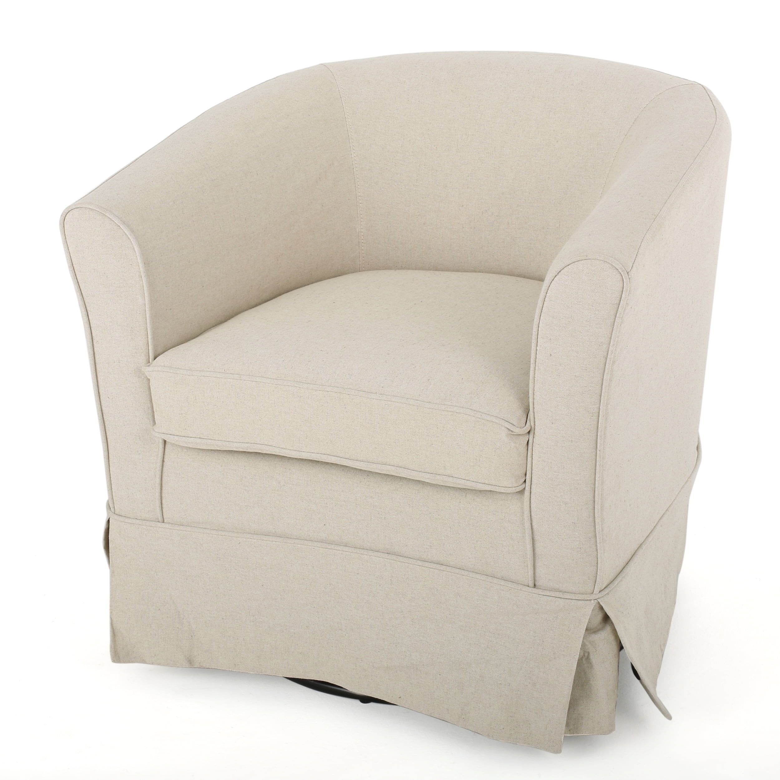 Tiffin Contemporary Upholstered Swivel Club Chair, Natural Fabric and Black(Fabric/Iron/Natural/Black) - Image 8
