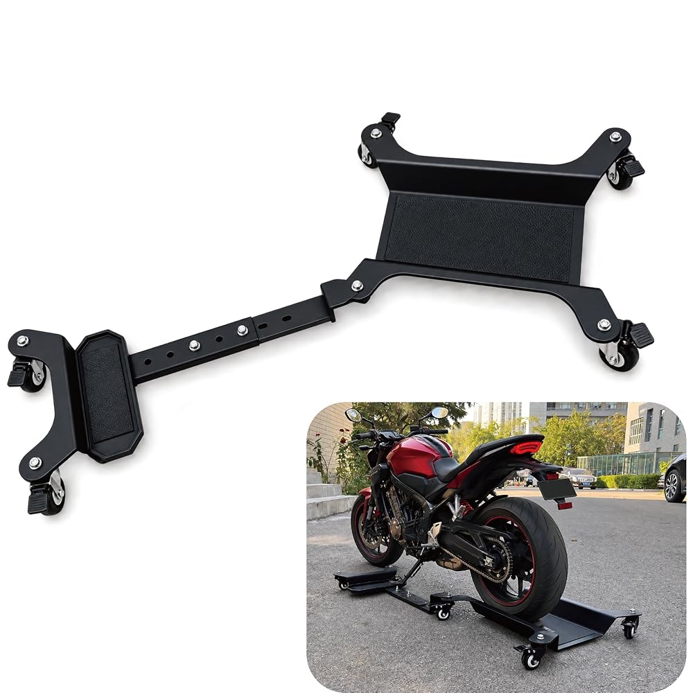 Motorcycle Dolly for Garage, 800 lb Heavy-Duty Steel, 6 Locking Casters
