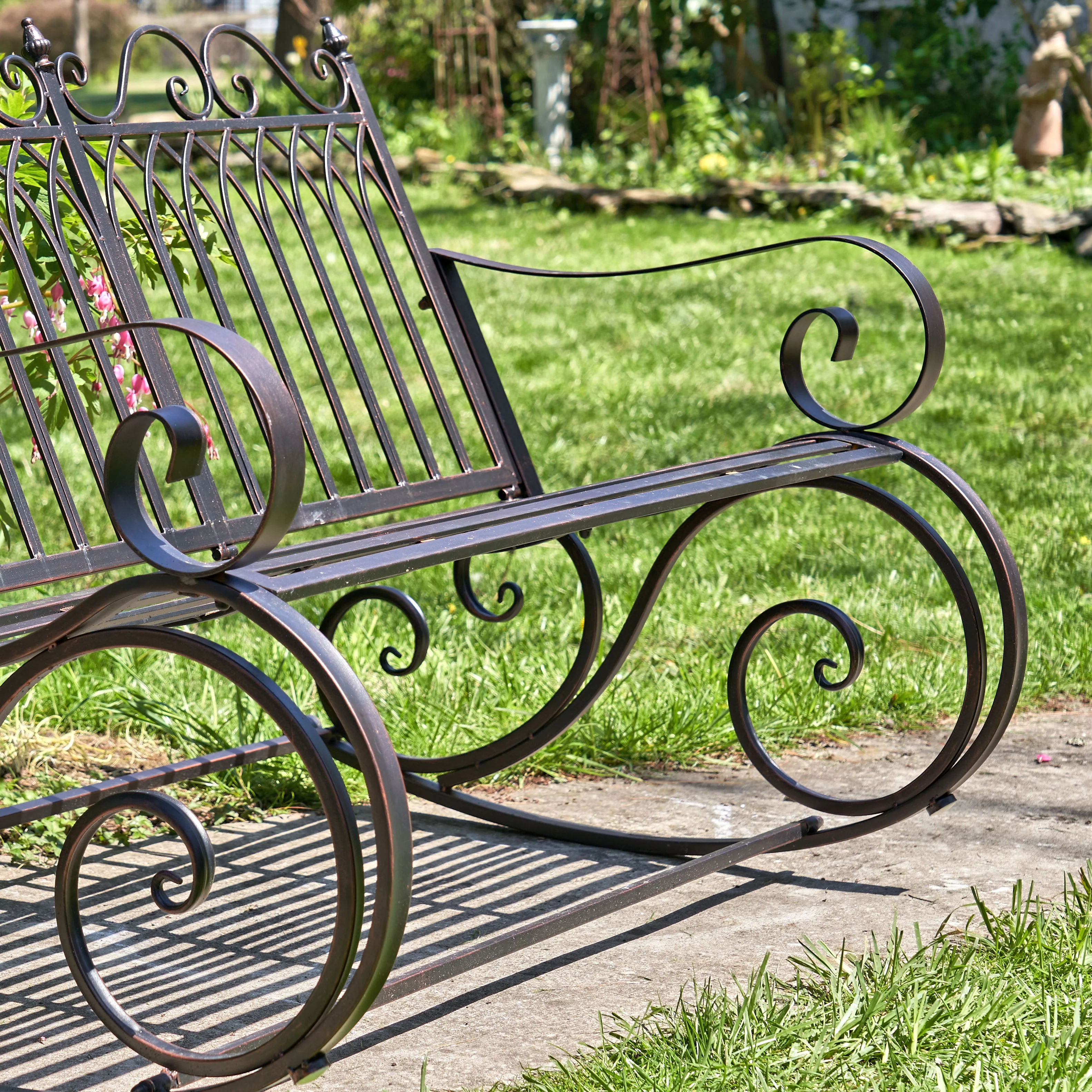 Outdoor Metal Rocking Arm Chair/Bench (Bench, Bronze)