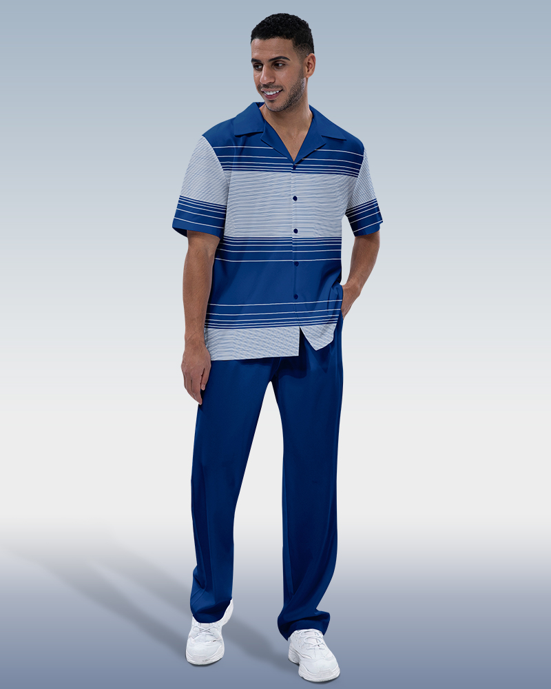 Combinaison de marche à manches courtes bleu marine pour homme Suitmens