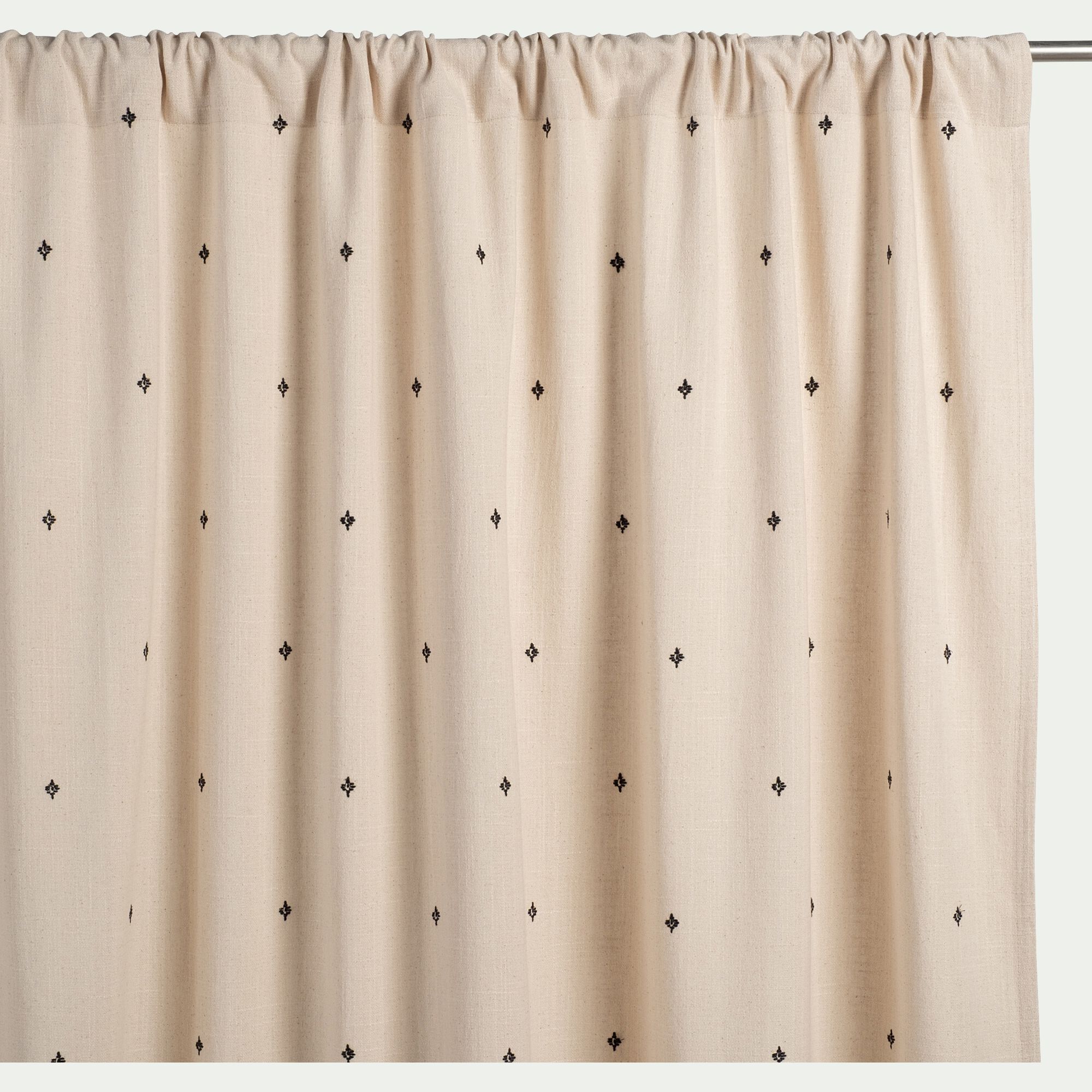 SENNA - Rideau à motif brodé en coton 140x250cm - beige