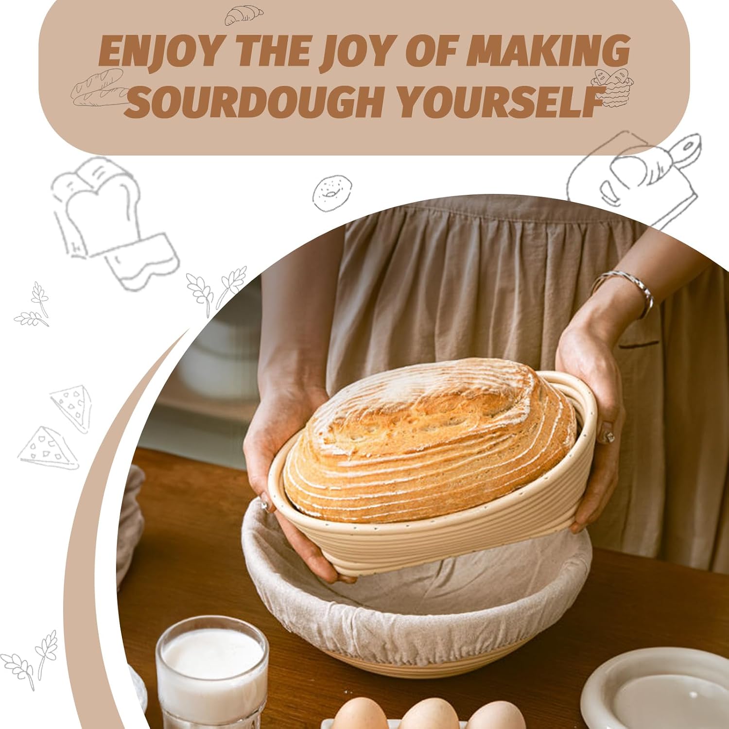 Sourdough Proofing Basket Gift Set, 9