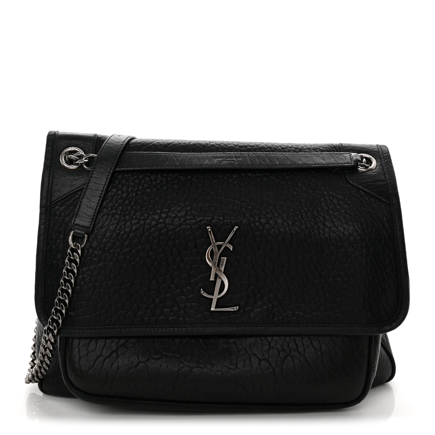 Grained Lambskin Monogram Large Niki Chain Satchel Black