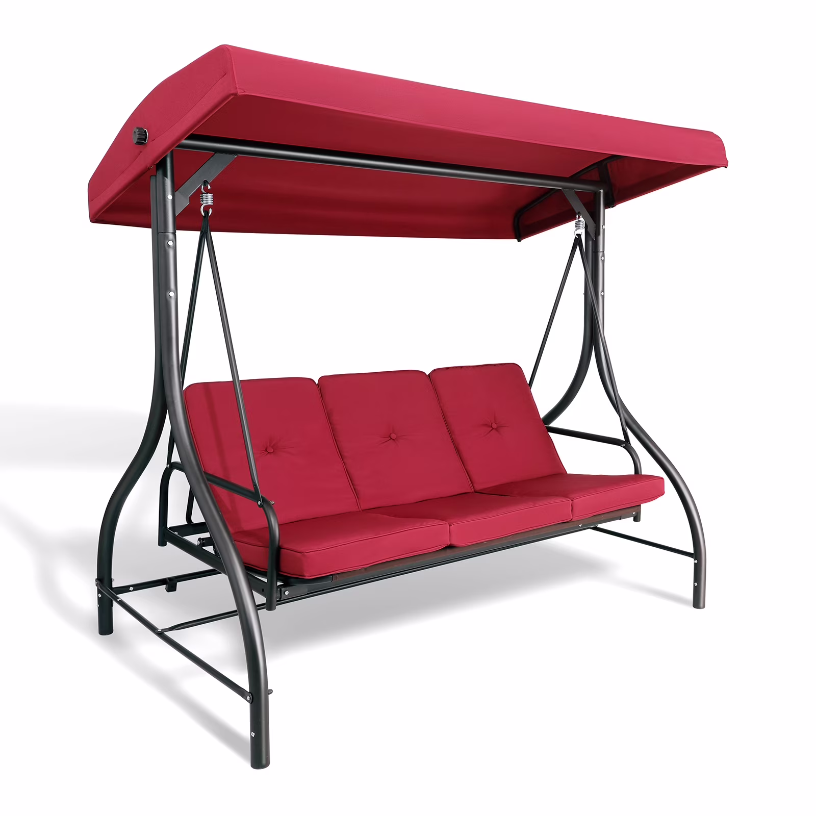 3 Person Porch Swing Outdoor Converting Canopy Swing Glider with Canopy(Beige) - Image 5