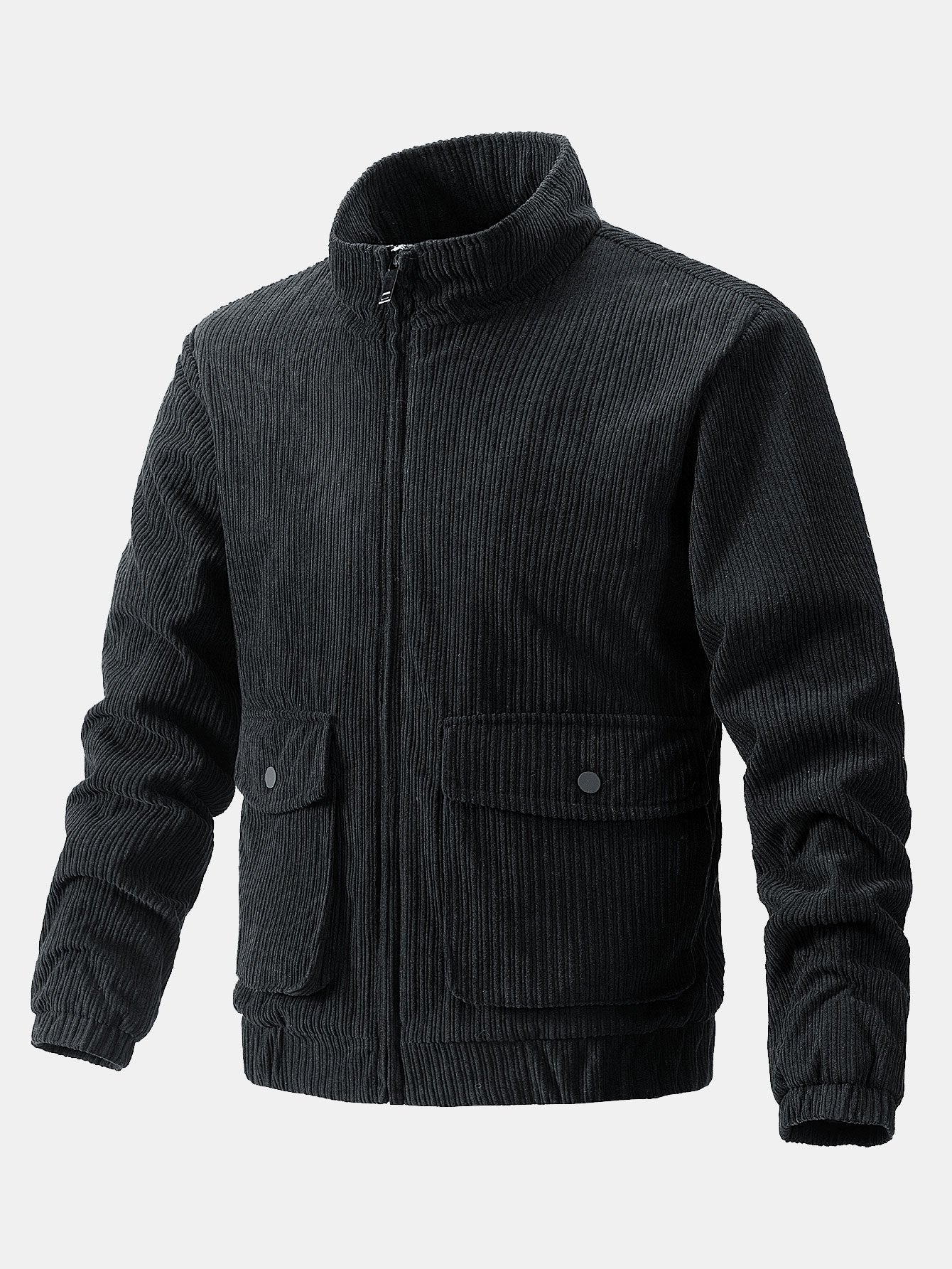 Veste en velours côtelé à col montant et fermeture éclair