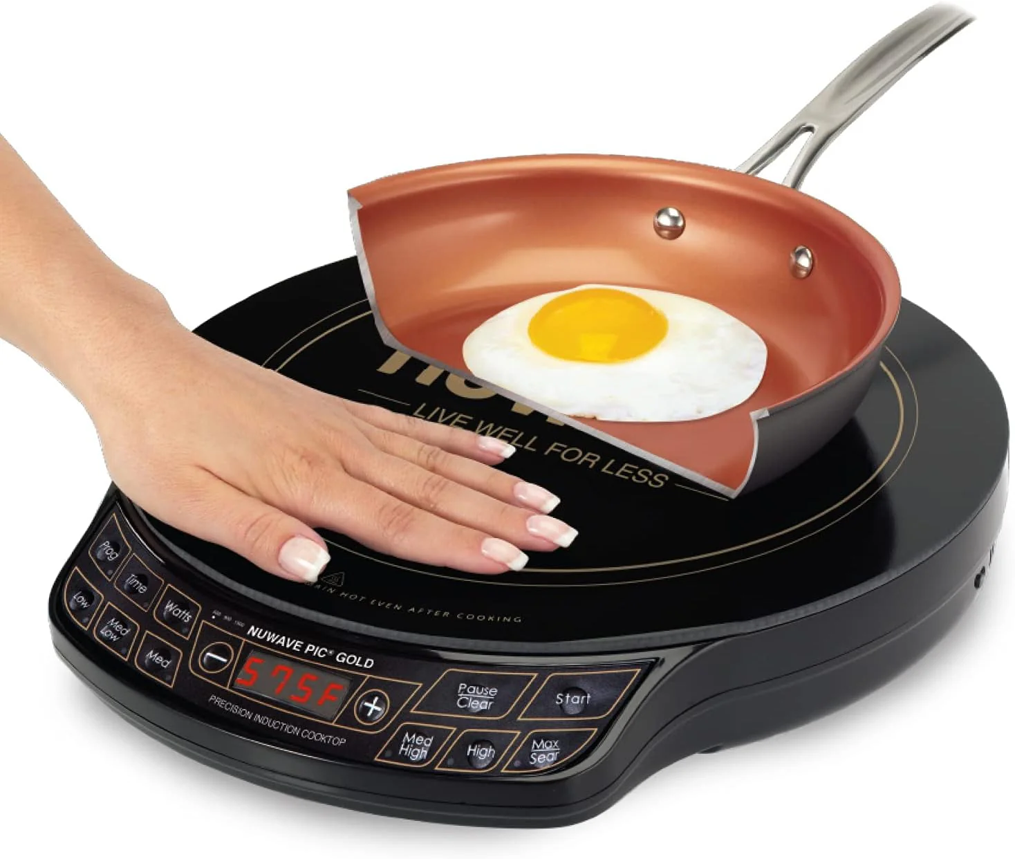 NuWave Precision Induction Cooktop 8inch Portable Induction Cooker, 100��F to 575��F and 3 Wattage Settings Image 4