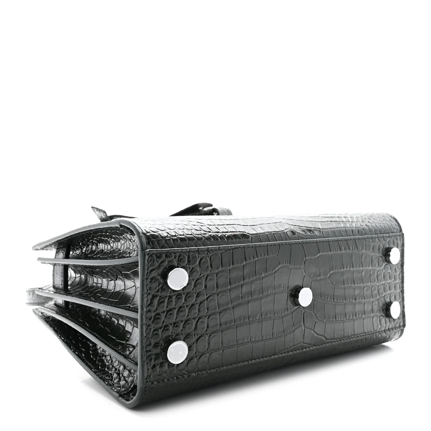 Calfskin Crocodile Embossed Nano Sac De Jour Dark Green