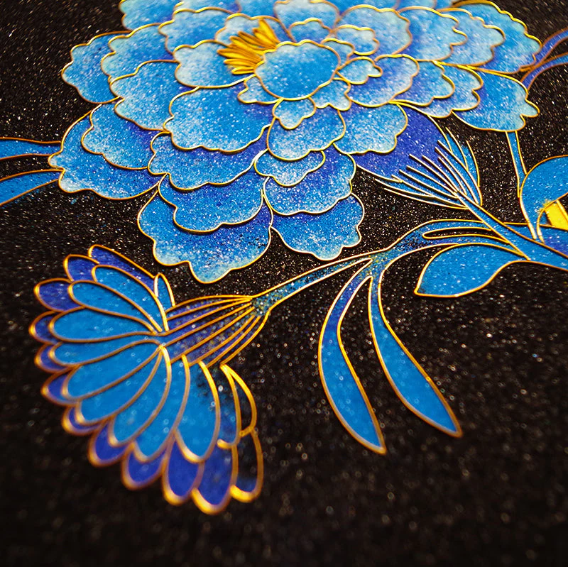 Blue Peony,Beginner Cloisonné Enamel DIY Kit, with Tutorial& All Tools
