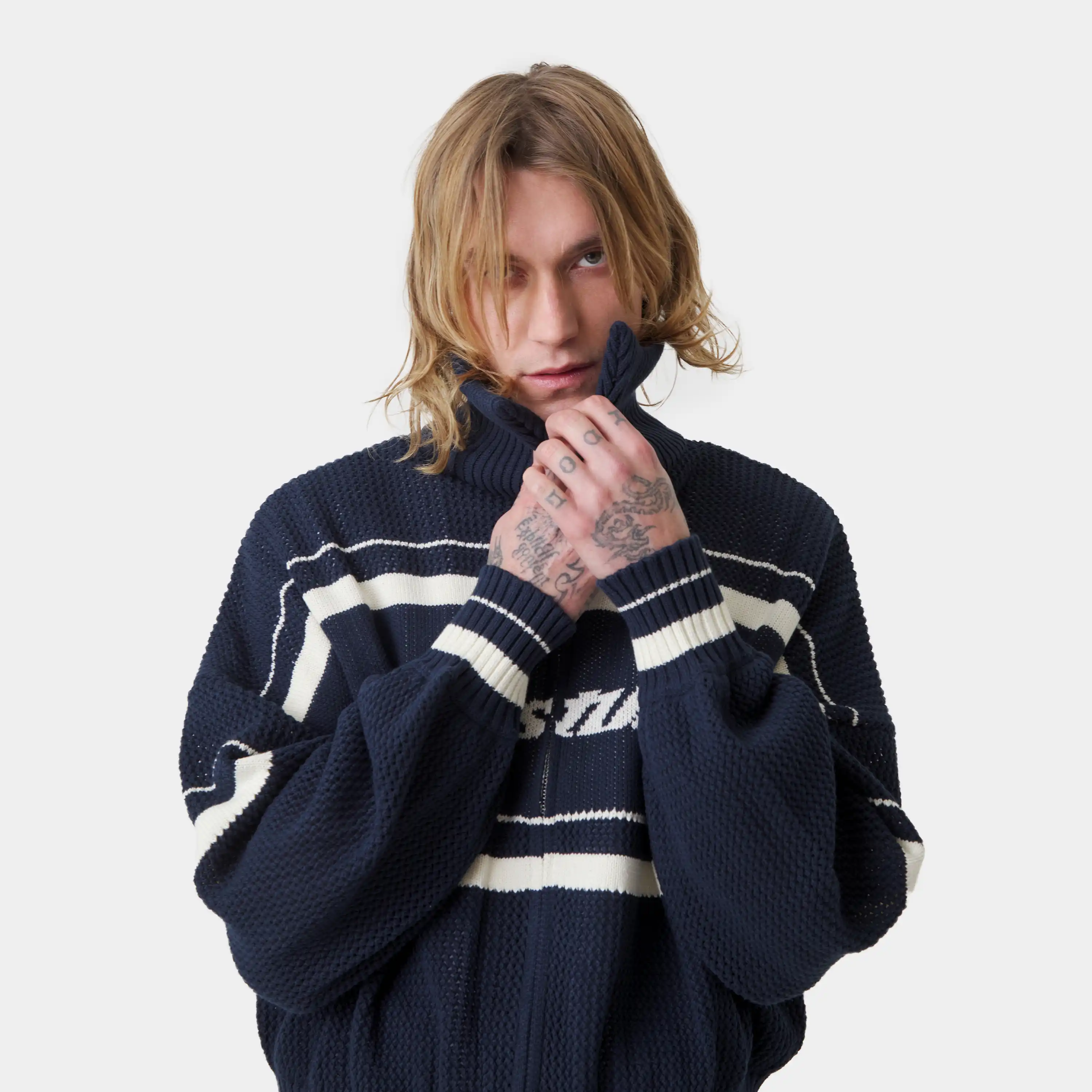 Unit Navy Zipper Knit
