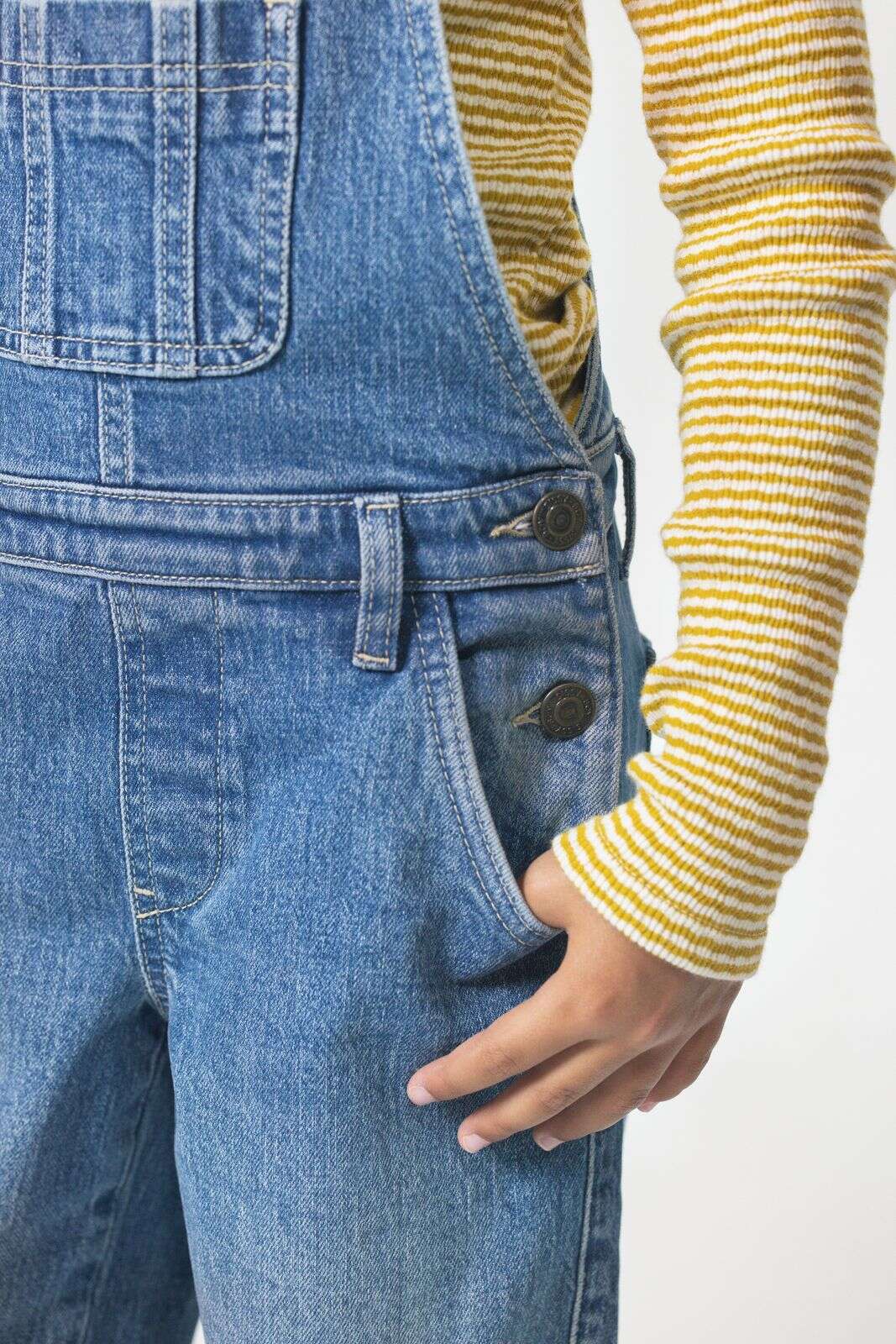 Blauwe denim tuinbroek