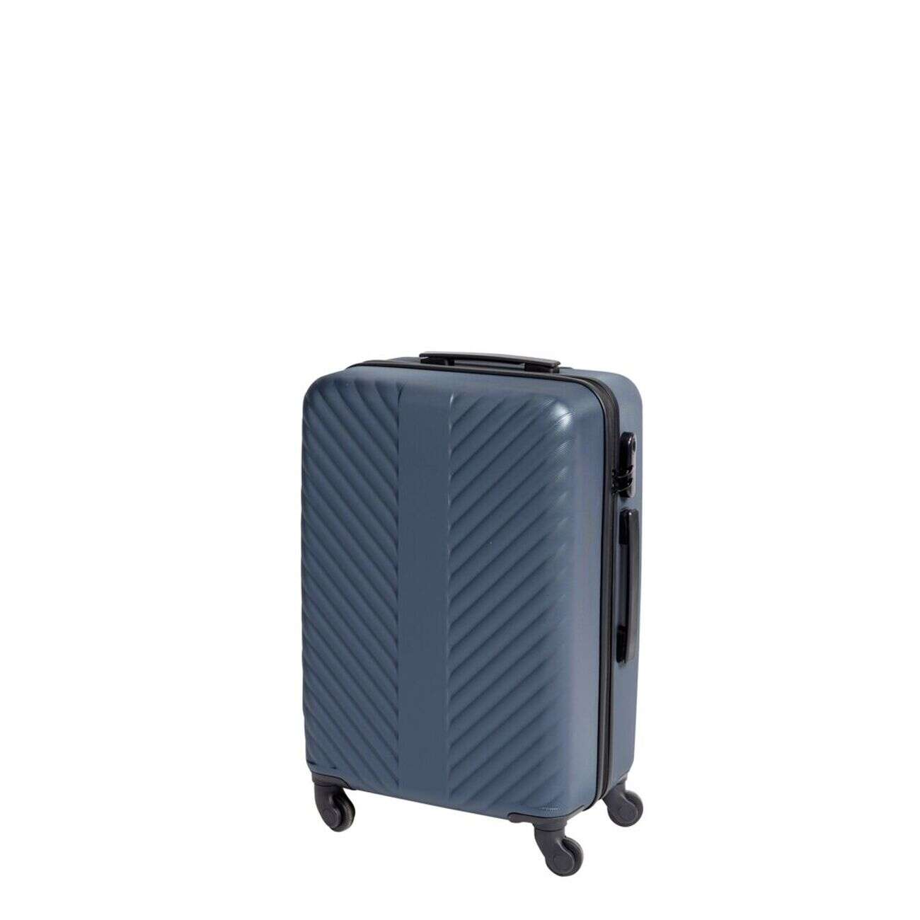 Valise trolley 31L rigide cabine 4 roues plastique bleu 34x21,5xH52cm