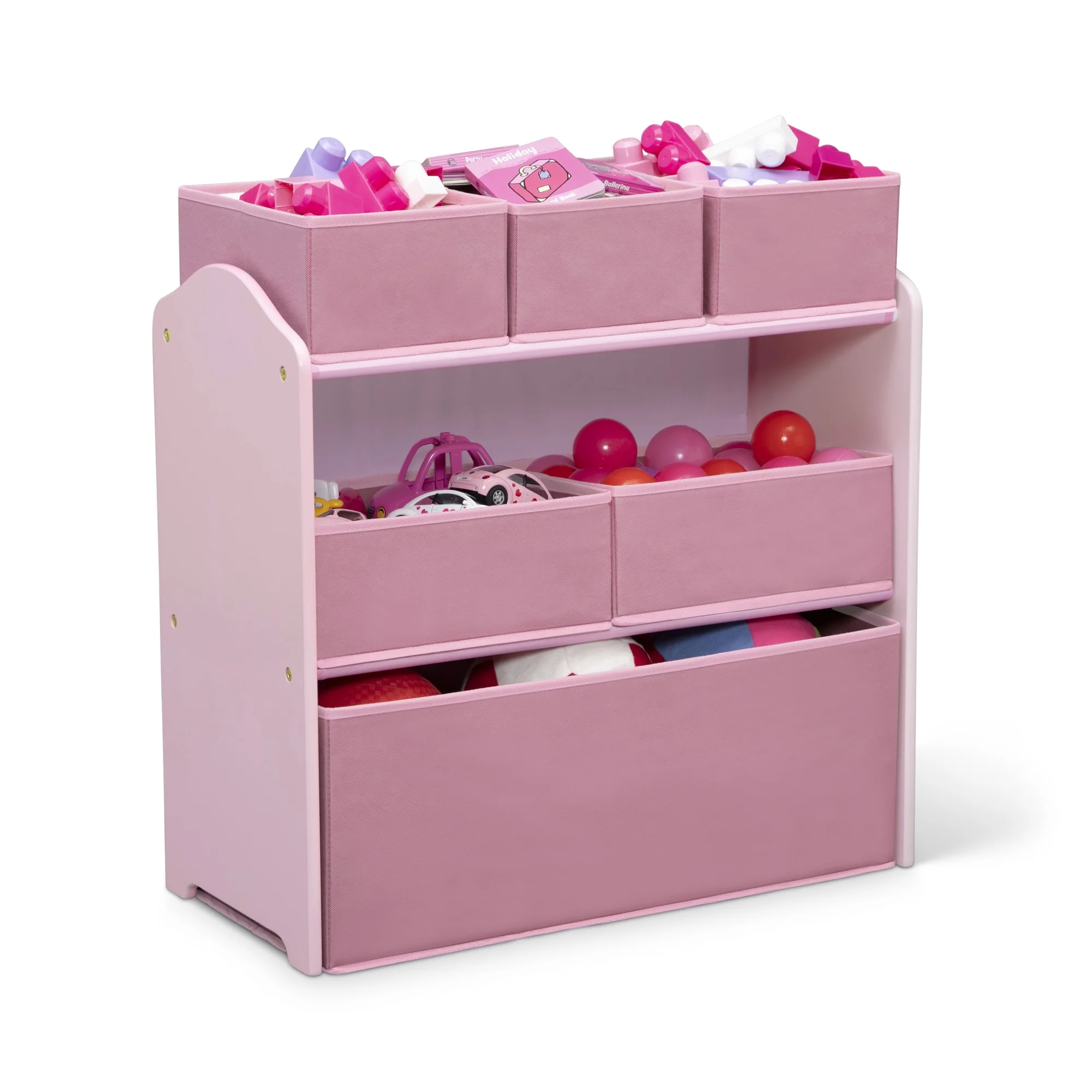 4-Piece Toddler Playroom Set �C Includes Play Table, 2 Chairs and 6 Bin Toy Organizer with Reusable Vinyl Cling Stickers, Light Pink/Dark Pink(Pink) - Image 8