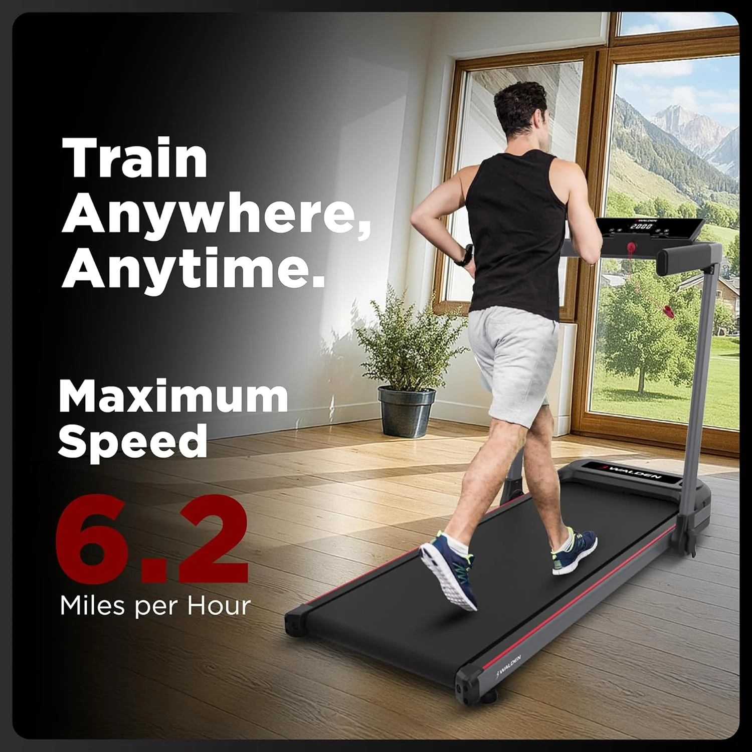 Tapis de course électrique pliable Walden Sports avec poignée, appareil de course portable et écran LCD