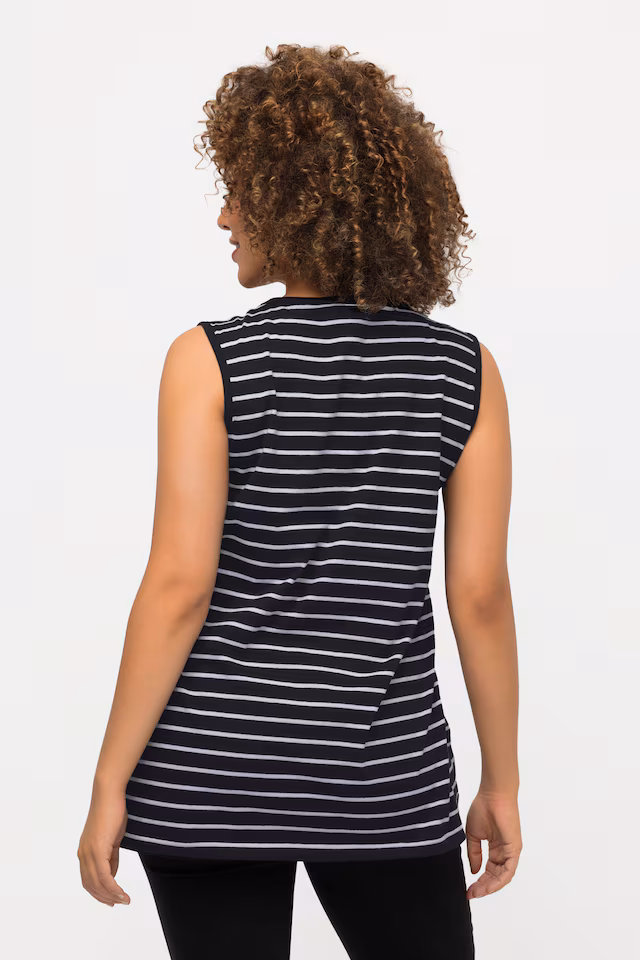 2 Pack of V-Neck Cotton Knit Tanks - Stripe, Solid