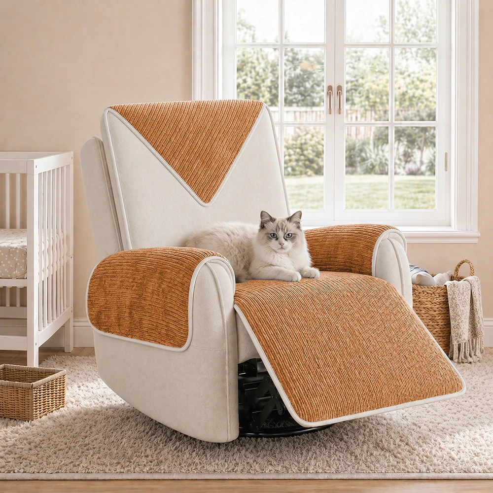 Waterproof Antimicrobial Simple Chenille Fabric Anti-scratch Recliner Slipcover