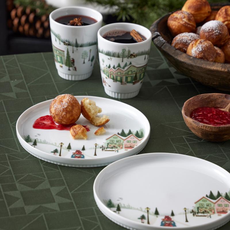 Vinter tallerken flat rett kant 20 cm Ildfast porselen hvit