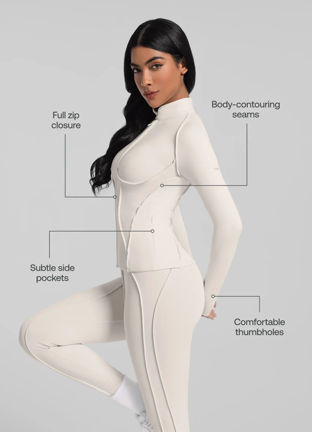 Contour Zip-Up Long Sleeve Top