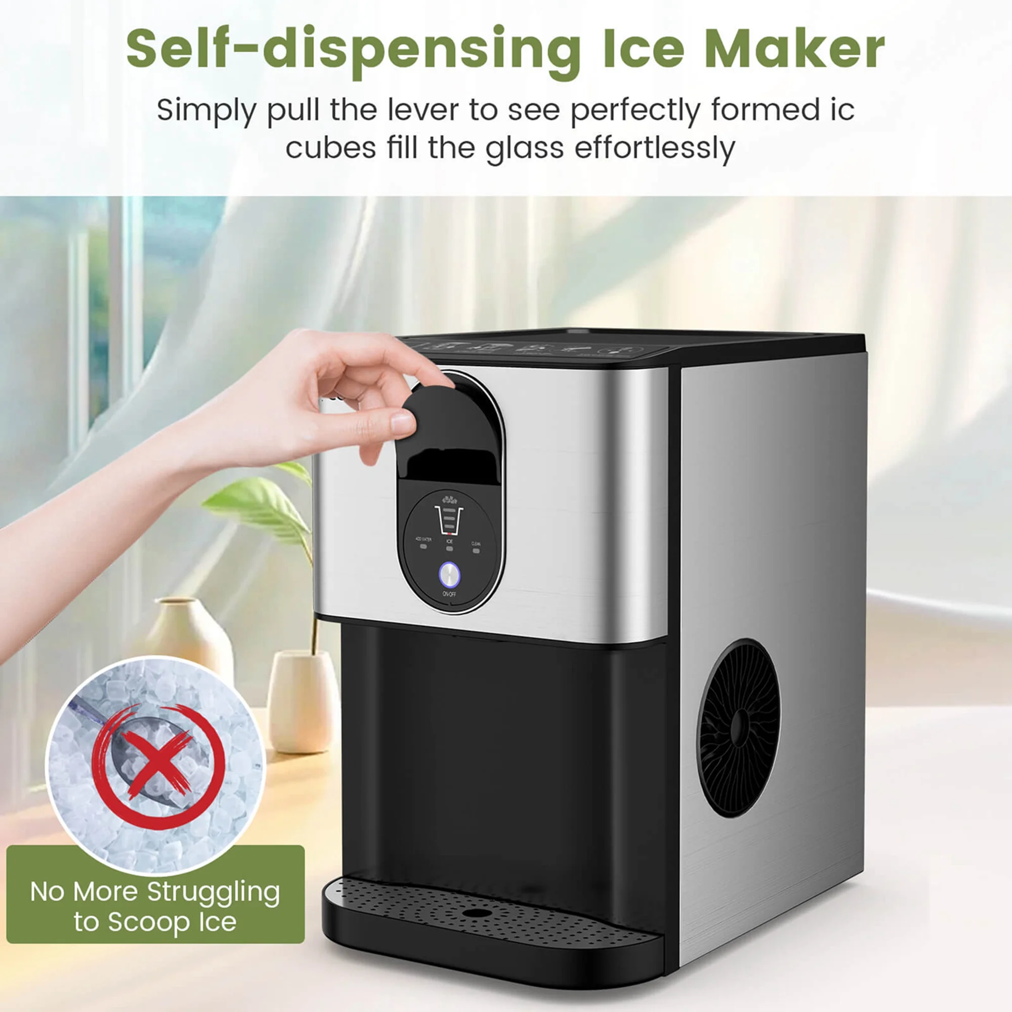 Costway 56 lb/24 H Pepple Chewable Countertop Ice Maker with Self - Cleaning System