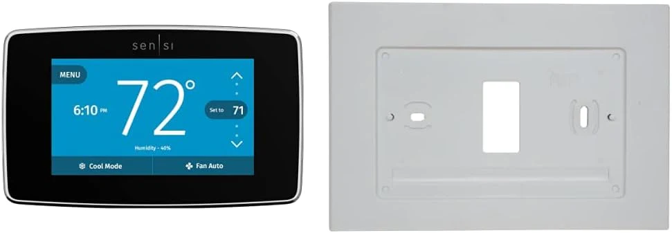 Sensi Touch Wi-Fi Smart Thermostat with Touchscreen Color Display, Works with Alexa, Energy Star Certified, C-wire Required, ST75 Black 5.625