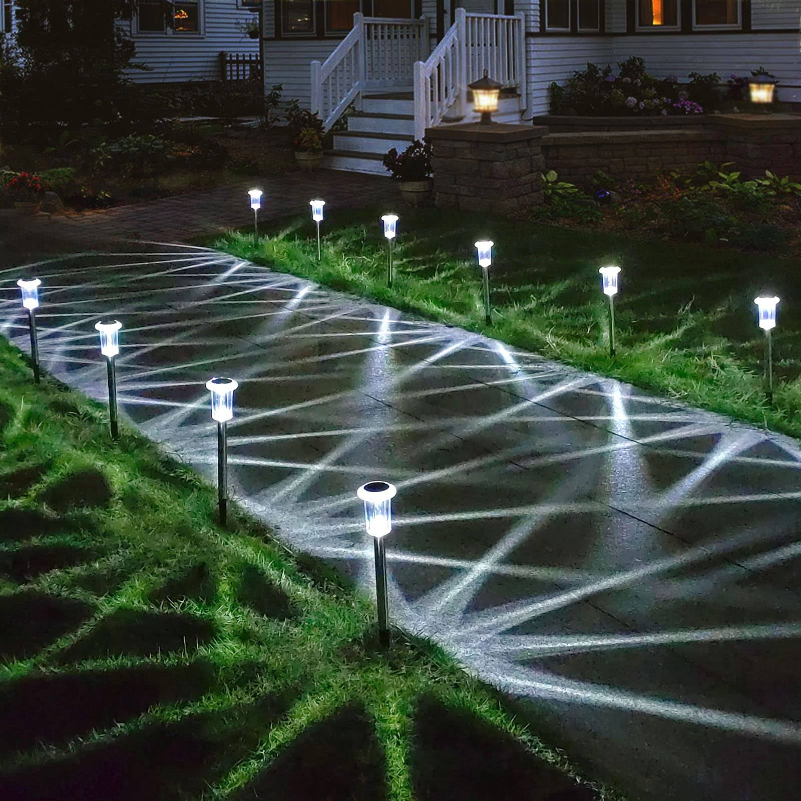 LIANGLOME Solar Lights Outdoor - IP65 Waterproof Solar Pathway Lights Stainless Steel Outdoor Solar Lights for Yard Patio Lawn Walkway and Landscape 6