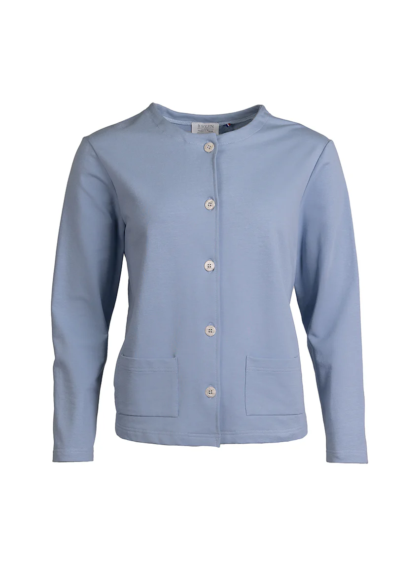 Veste femme en molleton coton bleu clair