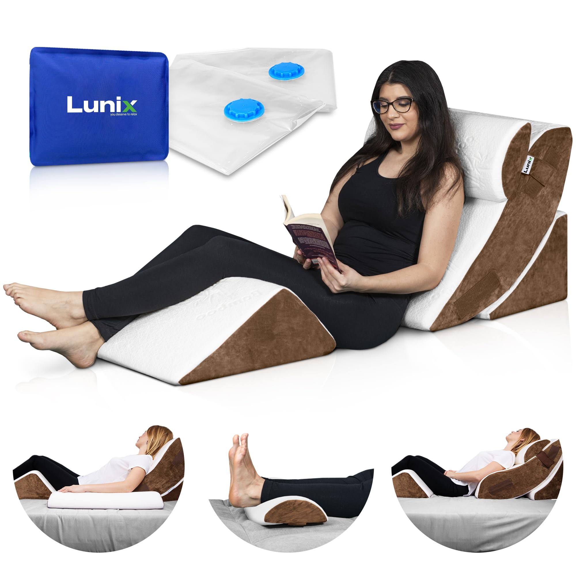 Lunix LX5 4pcs Orthopedic Bed Wedge Pillow Set, Post Surgery Memory Foam for Back, Neck and Leg Pain Relief, Sitting Pillow, Comfortable and Adjustabl