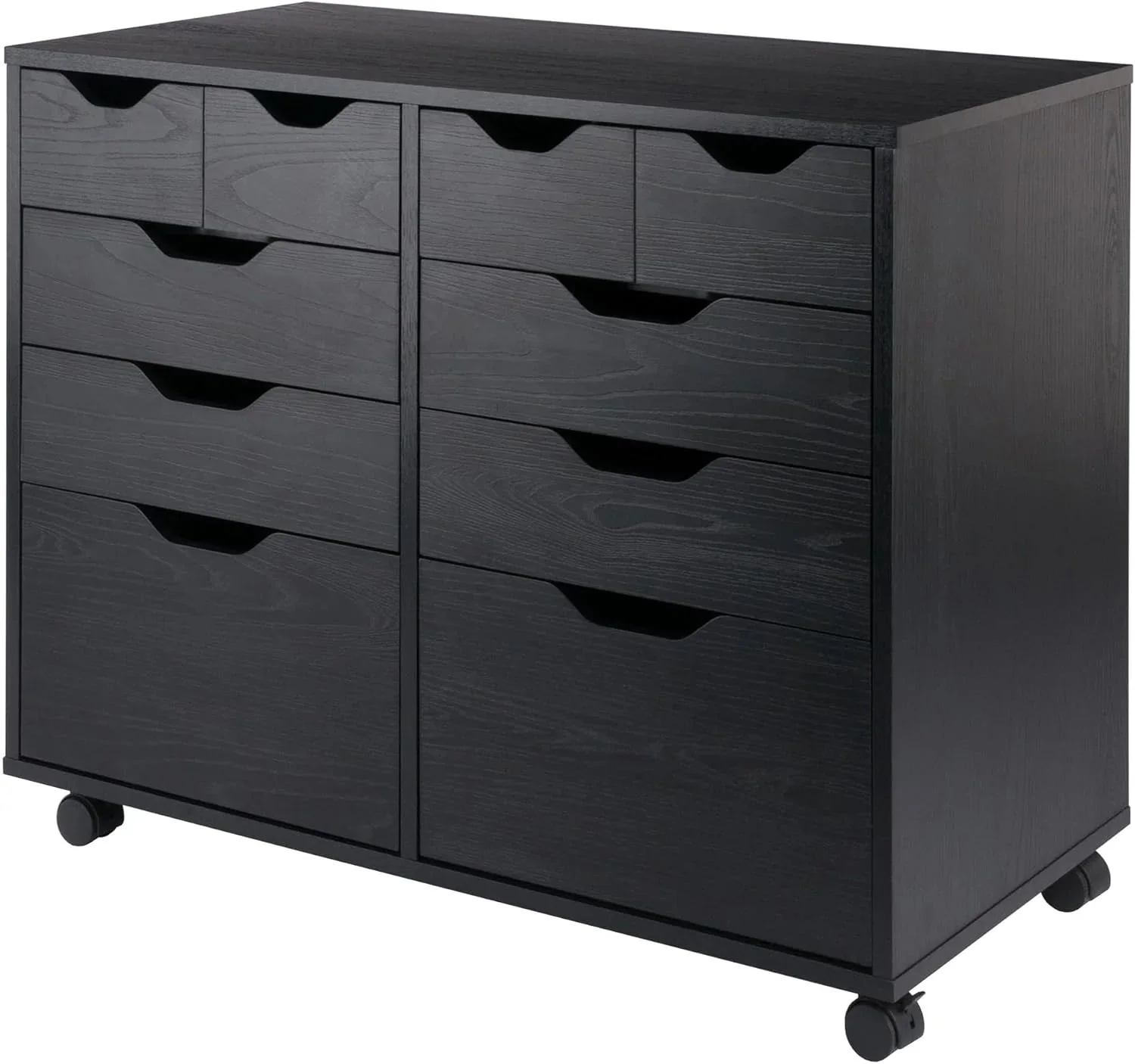 Halifax Storage Mobile Cabinets, 1 Door, 3 Drawers, 2 Wide Drawers, for Home Office, Black