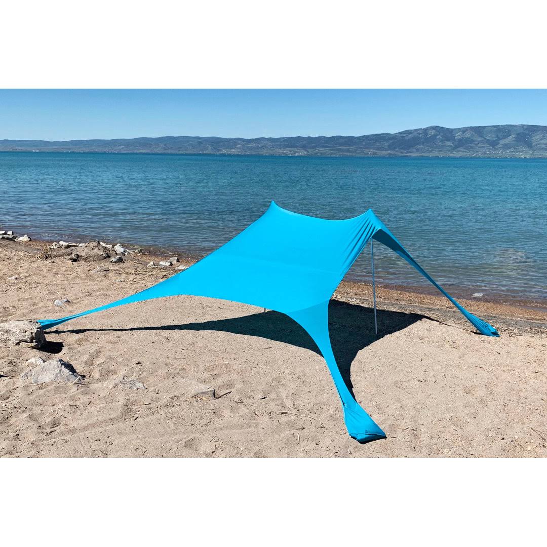 Sun Shelter Beach Shade Canopy by SkyBed, UPF 50+, Durable, Lightweight, 2-Pole, XL, Hawaiian Blue