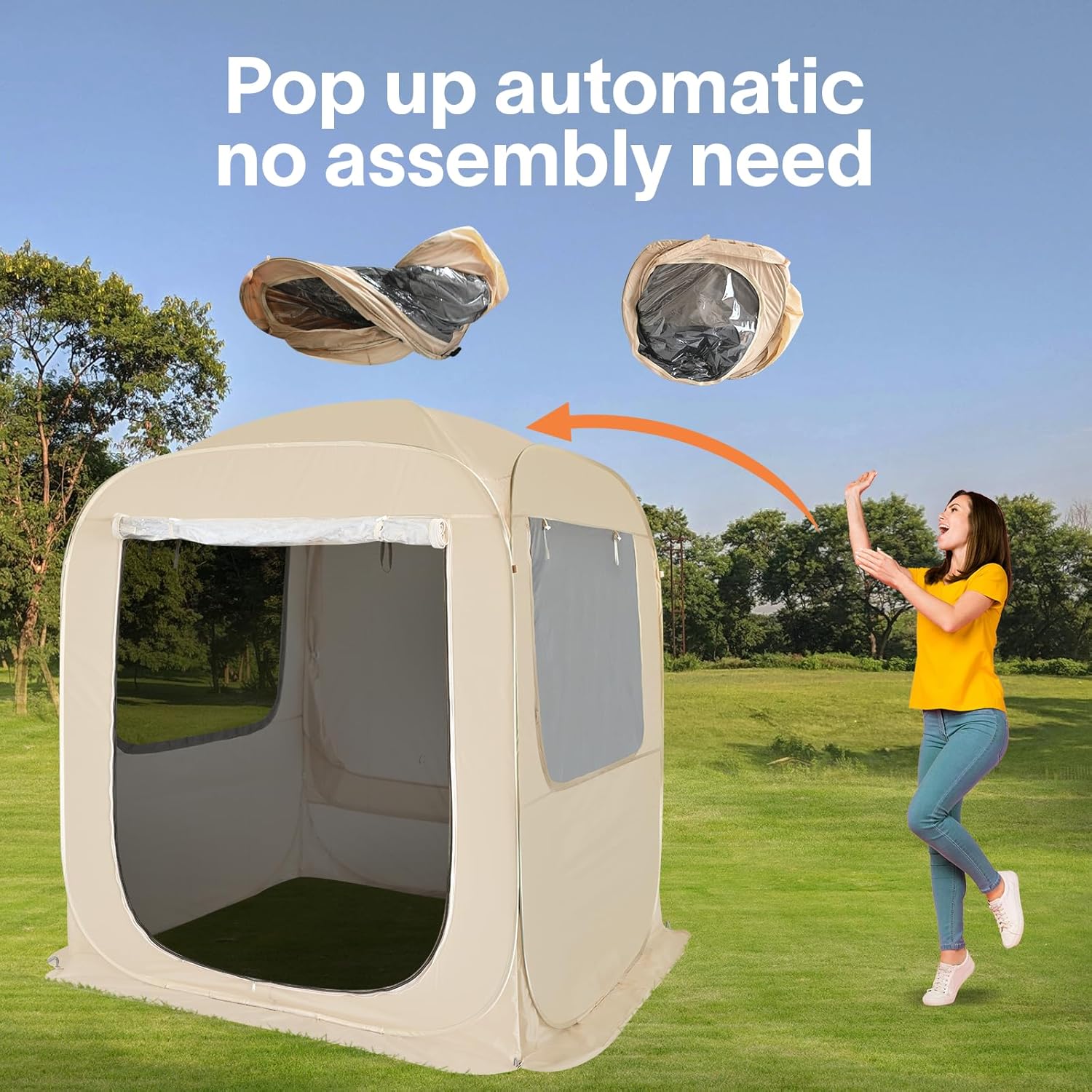 Gazebo moustiquaire pouvant accueillir 6, 10 ou 15 personnes. Tente de style igloo avec moustiquaire latérale. Idéal