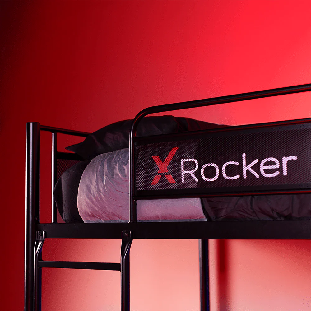 X Rocker Armada Twin Gaming Bunk Bed with Built - in Gaming Desk, Black, Twin/Twin, Children, Teen