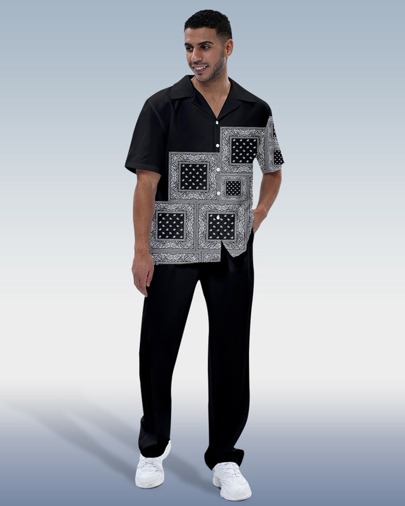 Ensemble de marche Suitmens pour homme, chemise noire à motif cachemire, référence 248