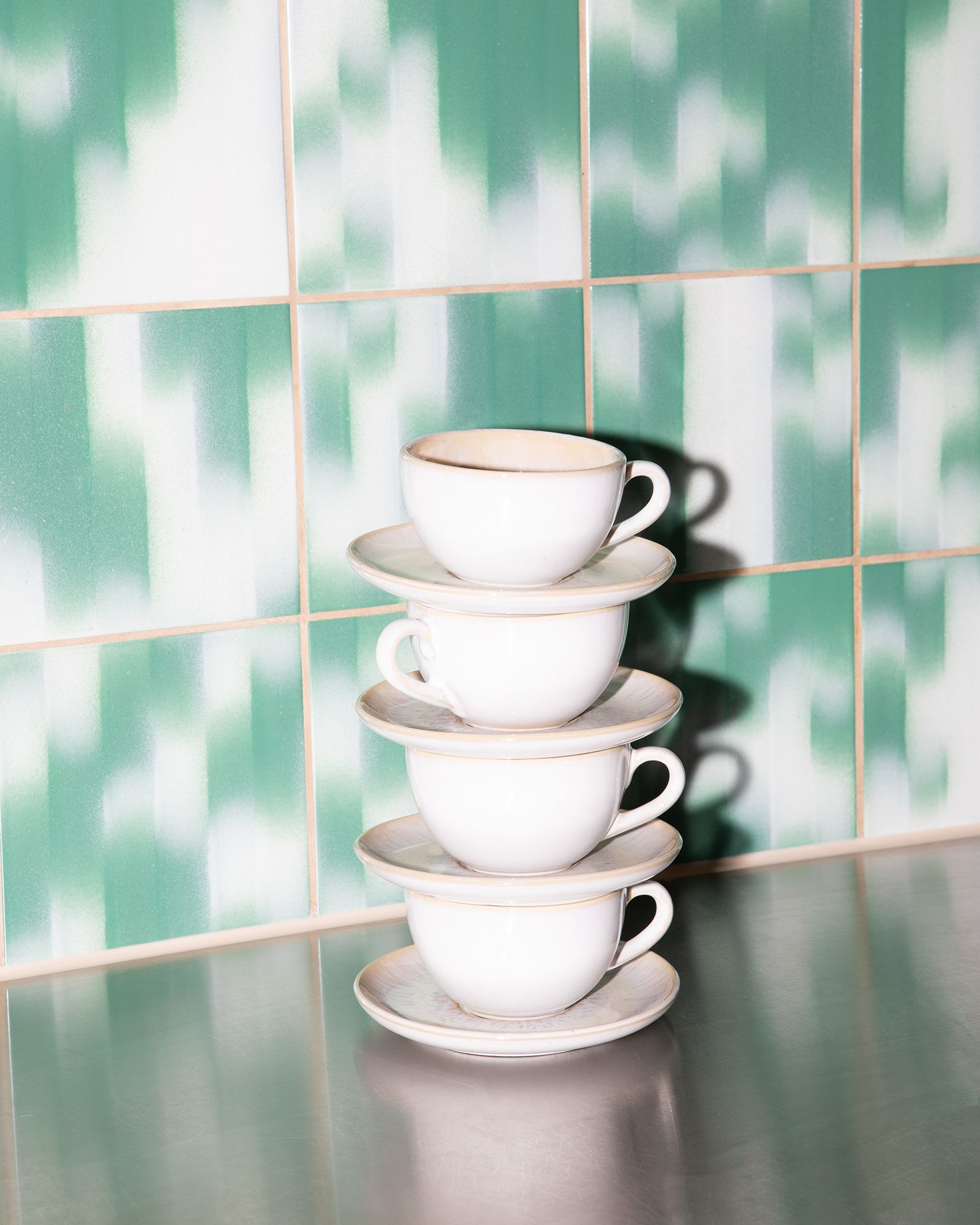 AREIA - SMALL CAPPUCCINO CUP & SAUCER CLASSIC SAND SET OF 4