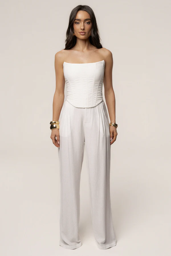 White Fenix Reversible Linen Corset