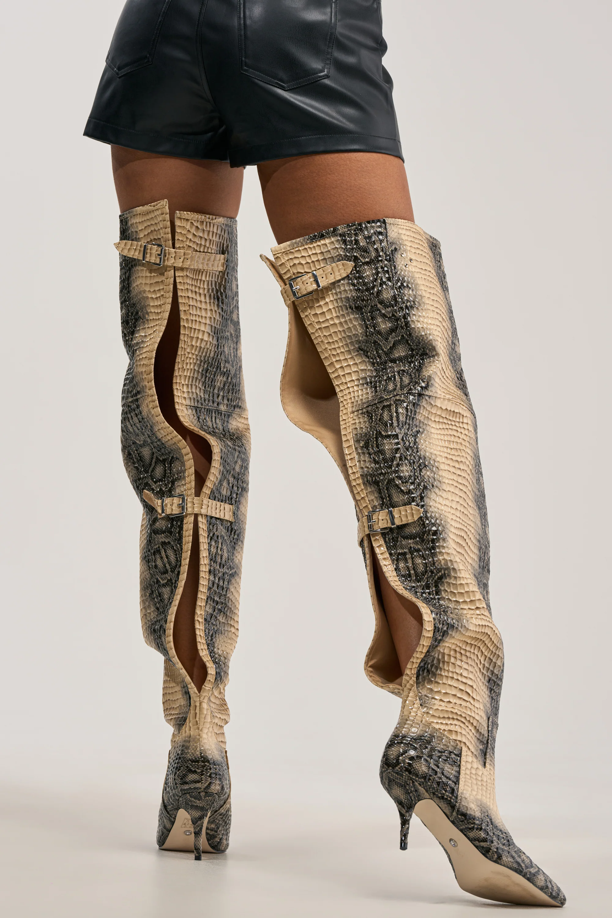AZALEA WANG MOONREEL SNAKE THIGH HIGH BOOT - Akira Store
